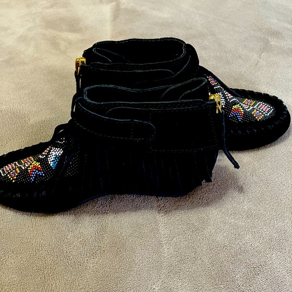 NWOT Ash  Serpico Fringe Womans Wedge Boot - Picture 6 of 10